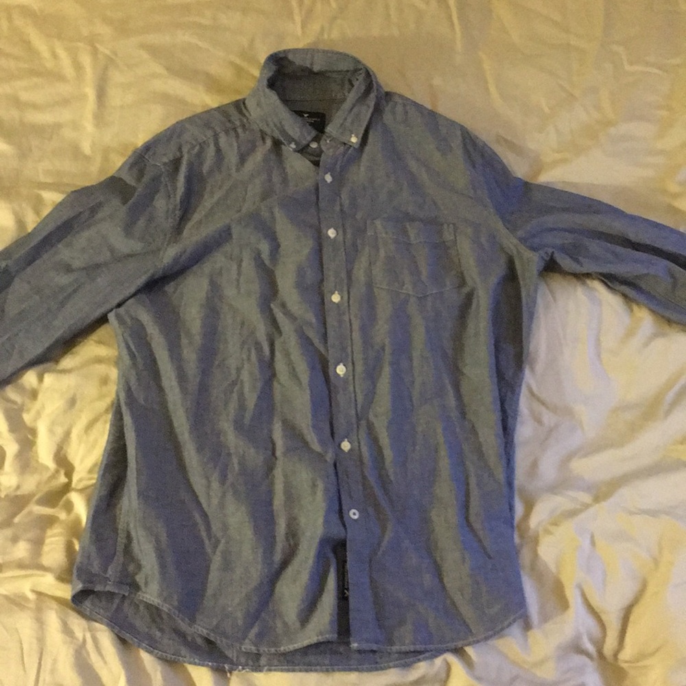 Casual Gray Button Down Size Large, Classic Fit